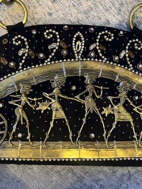 Black and Gold Embellished Evening Clutch